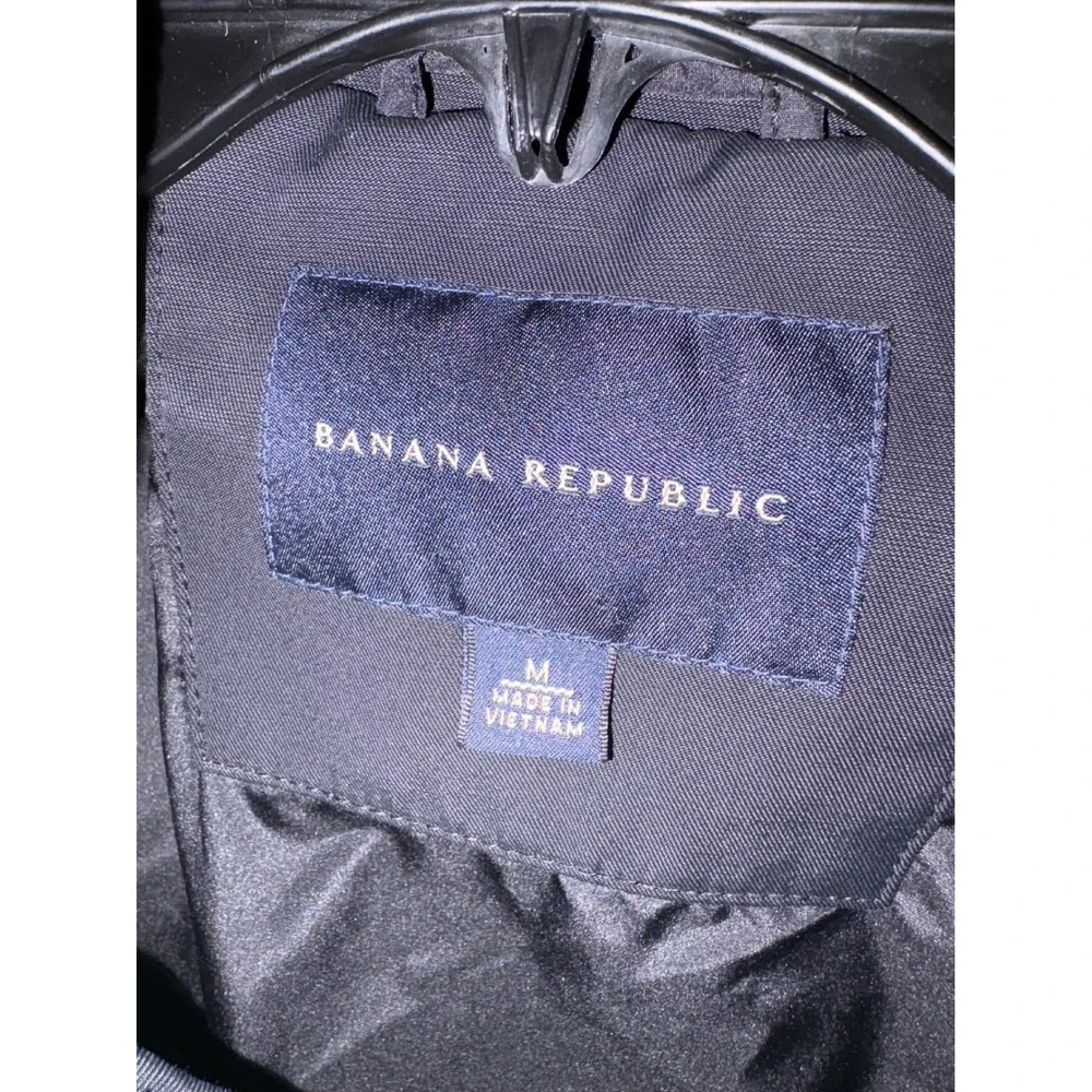 Banana Republic Mens Harrington Jacket Black Full Zip Mock Neck Medium